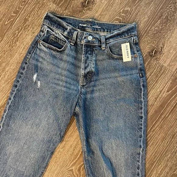 High-Waisted Button-Fly Slouchy Straight Ripped Jeans - Picture 4 of 4